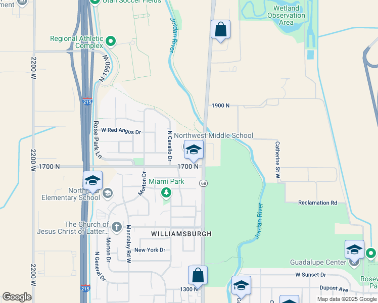 map of restaurants, bars, coffee shops, grocery stores, and more near 1730 West 1700 North in Salt Lake City