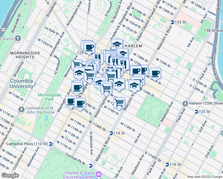 map of restaurants, bars, coffee shops, grocery stores, and more near in New York
