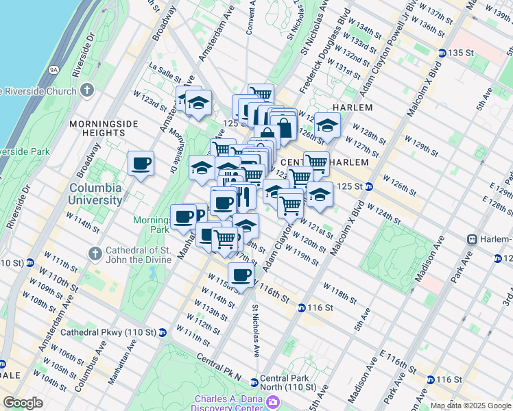 map of restaurants, bars, coffee shops, grocery stores, and more near in New York
