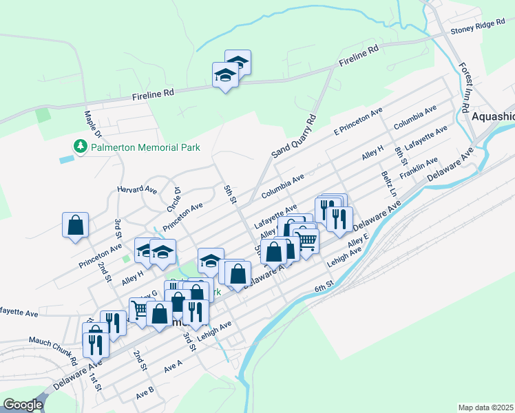 map of restaurants, bars, coffee shops, grocery stores, and more near 517 Columbia Avenue in Palmerton