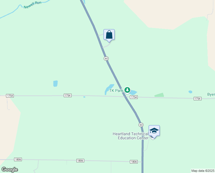 map of restaurants, bars, coffee shops, grocery stores, and more near 778 County Road 1754 in Ashland
