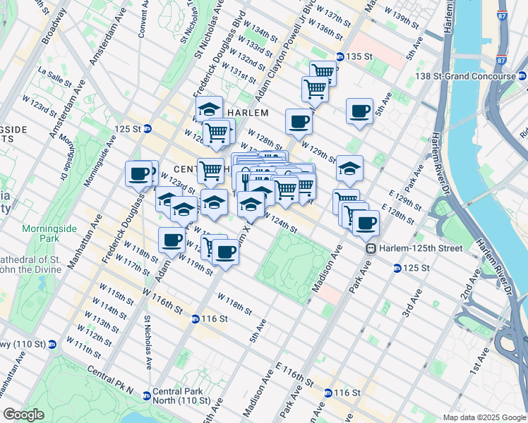 map of restaurants, bars, coffee shops, grocery stores, and more near in New York