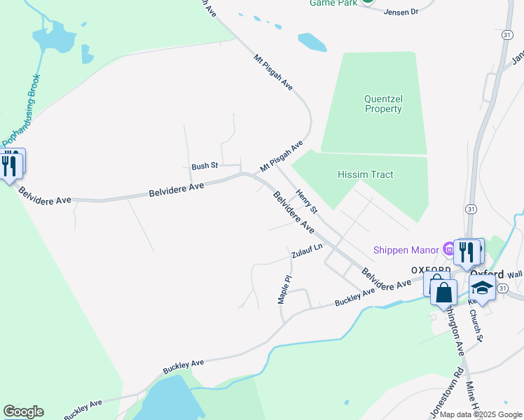 map of restaurants, bars, coffee shops, grocery stores, and more near 175 Belvidere Avenue in Oxford