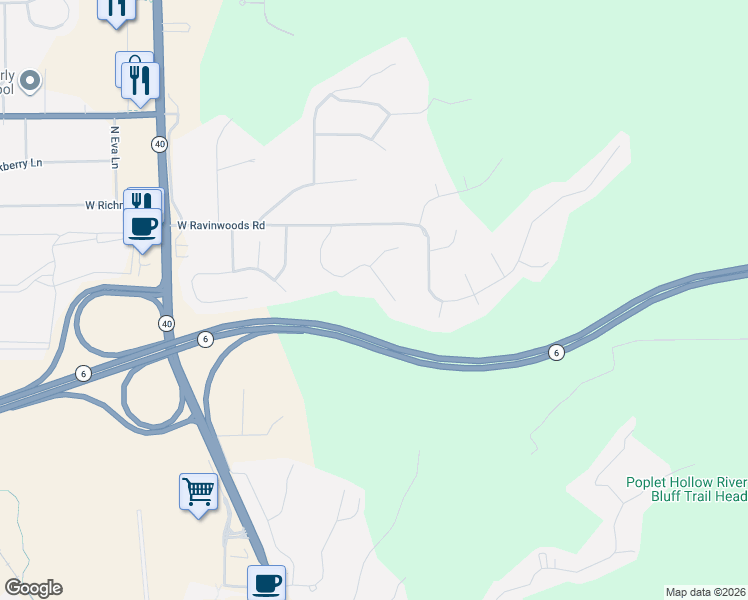 map of restaurants, bars, coffee shops, grocery stores, and more near 9805 North Townsend Drive in Peoria