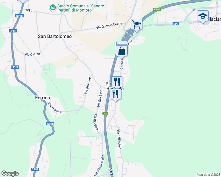 map of restaurants, bars, coffee shops, grocery stores, and more near 232 Corso Pietro Ascolese in Piazza di Pandola