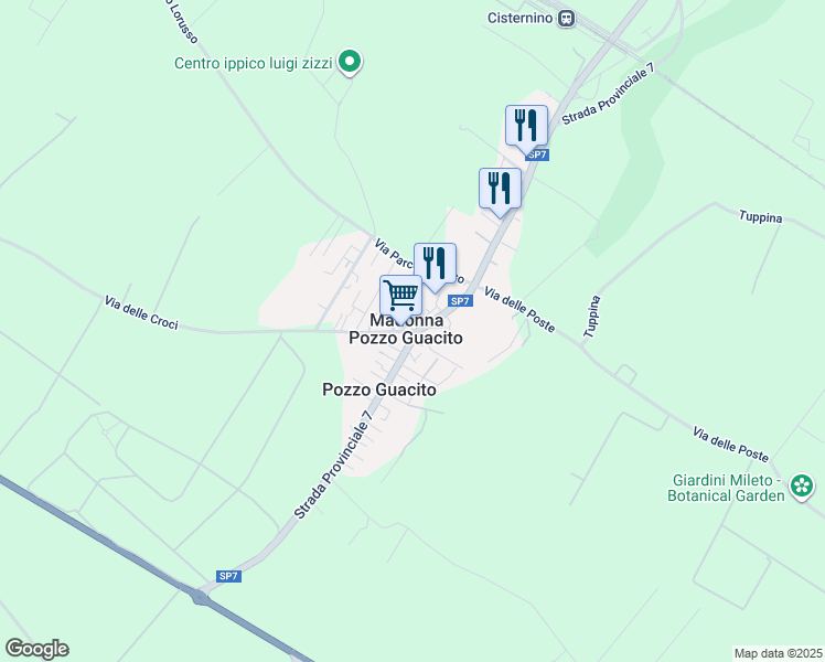 map of restaurants, bars, coffee shops, grocery stores, and more near 11 Via delle Croci in Madonna Pozzo Guacito