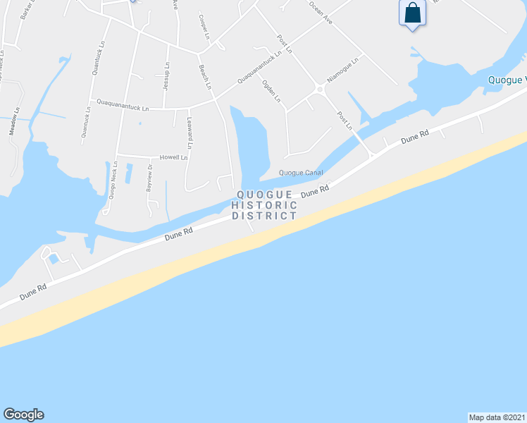 map of restaurants, bars, coffee shops, grocery stores, and more near 74A Dune Road in Quogue