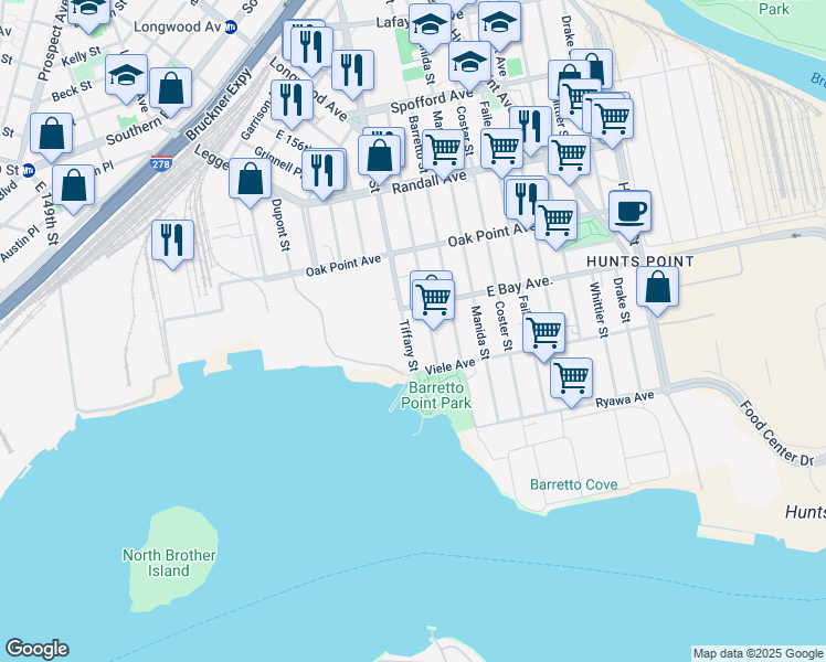 map of restaurants, bars, coffee shops, grocery stores, and more near 330B Casanova Street in The Bronx