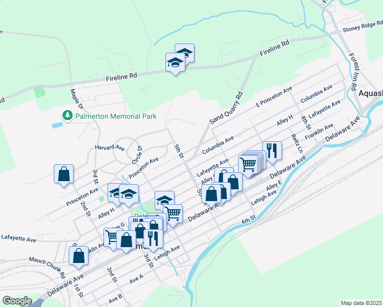 map of restaurants, bars, coffee shops, grocery stores, and more near 517 Columbia Ave in Palmerton