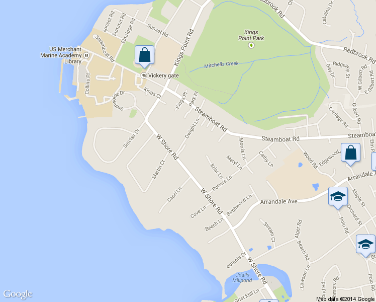 map of restaurants, bars, coffee shops, grocery stores, and more near 21 Flower Lane in Kings Point