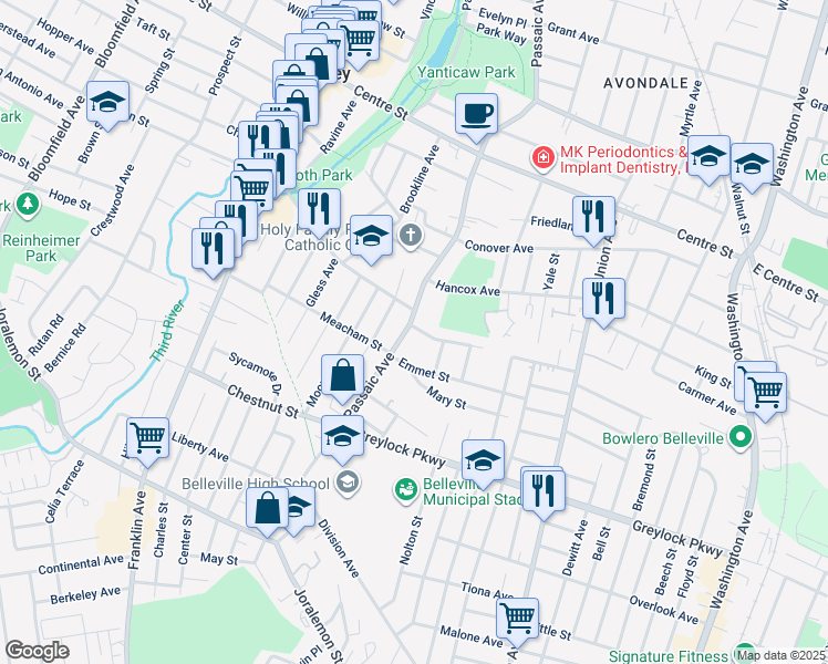 map of restaurants, bars, coffee shops, grocery stores, and more near 72 Jannarone Street in Belleville