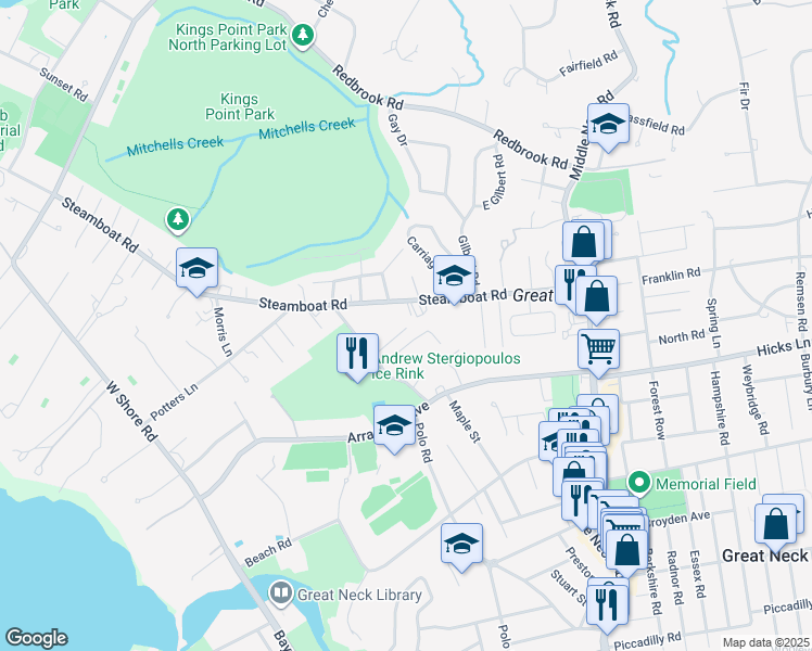 map of restaurants, bars, coffee shops, grocery stores, and more near 10 Wesey Ct in Great Neck
