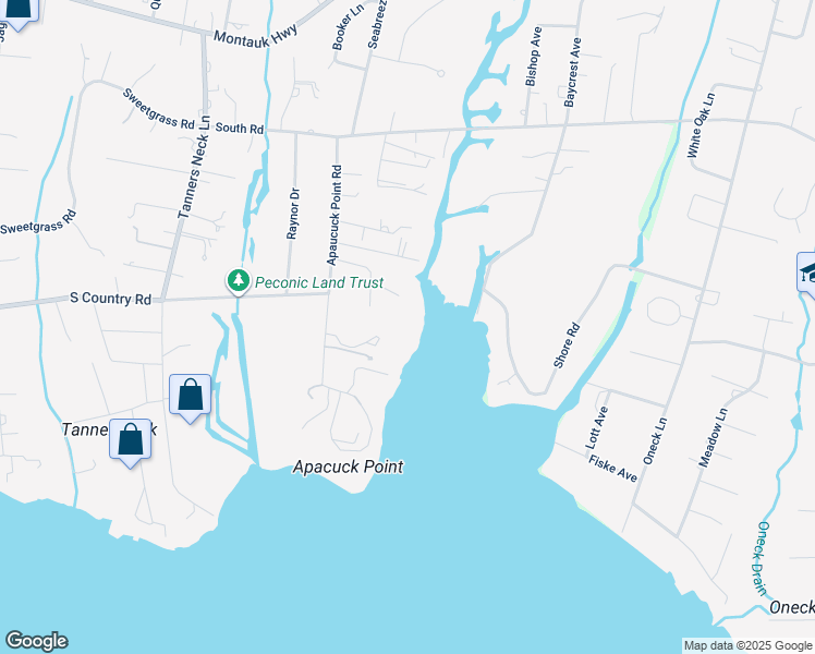 map of restaurants, bars, coffee shops, grocery stores, and more near 10 Apaucuck Cove Lane in Westhampton