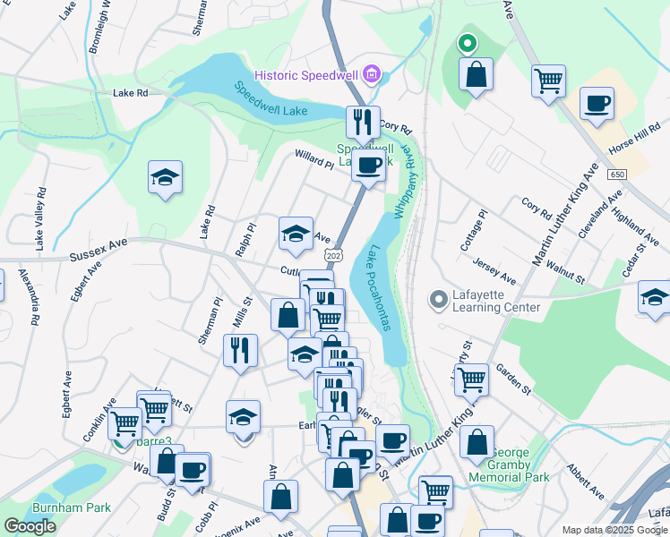map of restaurants, bars, coffee shops, grocery stores, and more near 237 Speedwell Avenue in Morristown