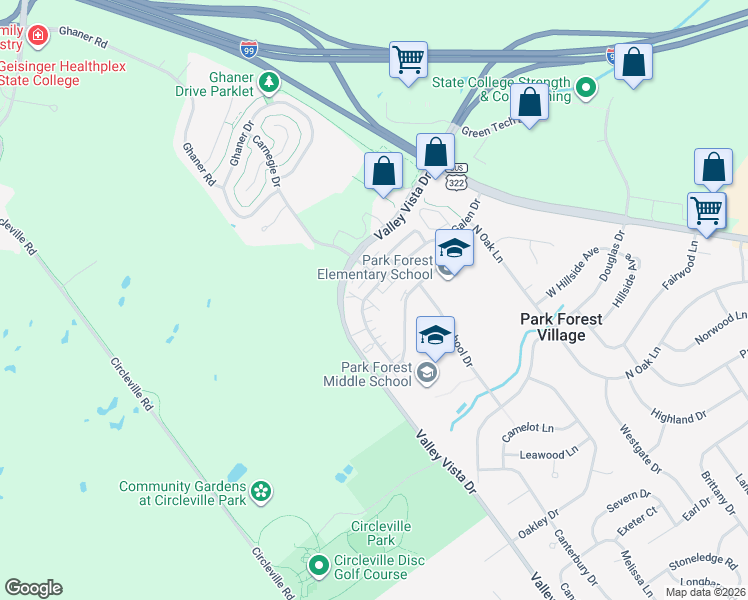 map of restaurants, bars, coffee shops, grocery stores, and more near 704 Galen Drive in State College