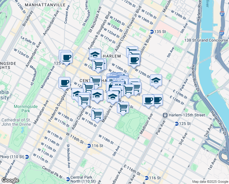 map of restaurants, bars, coffee shops, grocery stores, and more near in New York