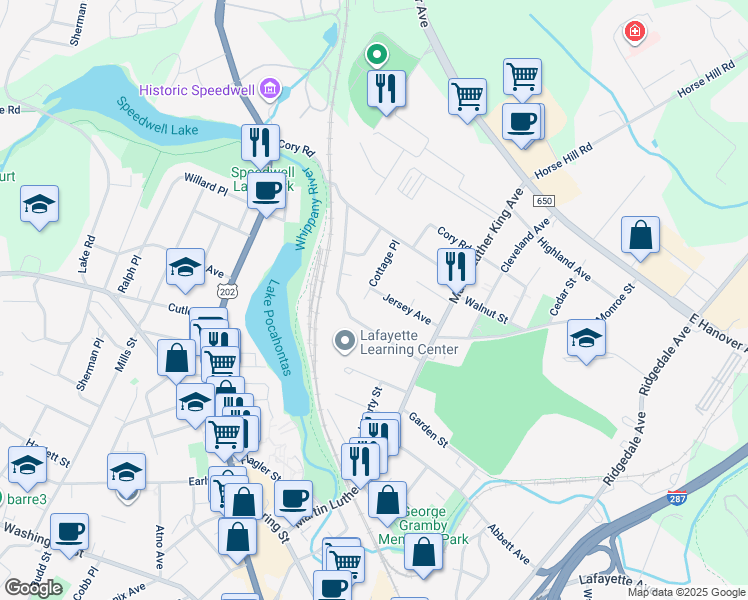 map of restaurants, bars, coffee shops, grocery stores, and more near 39 Hillairy Avenue in Morristown