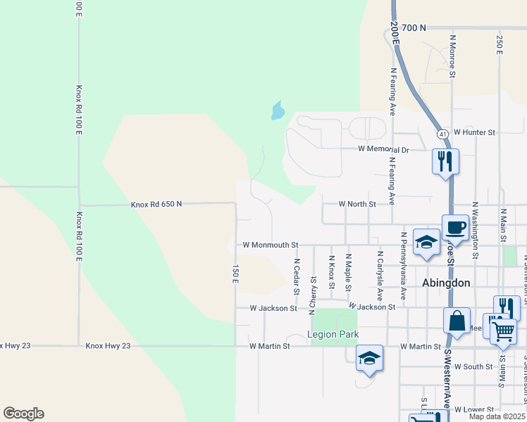 map of restaurants, bars, coffee shops, grocery stores, and more near 501-629 North Country Lane in Abingdon