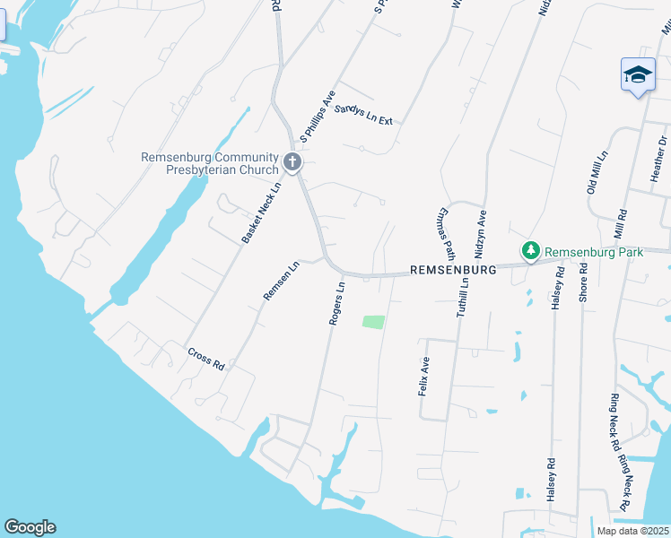 map of restaurants, bars, coffee shops, grocery stores, and more near 145 South Country Road in Westhampton Beach