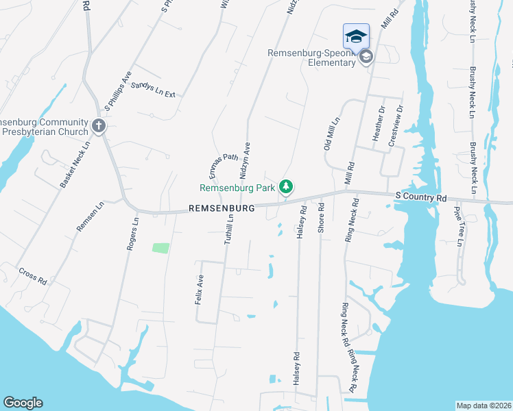 map of restaurants, bars, coffee shops, grocery stores, and more near 113 South Country Road in Remsenburg-Speonk