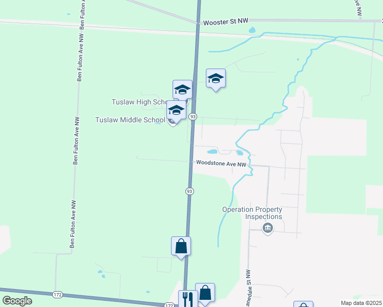 map of restaurants, bars, coffee shops, grocery stores, and more near 1847 Manchester Avenue Northwest in Massillon