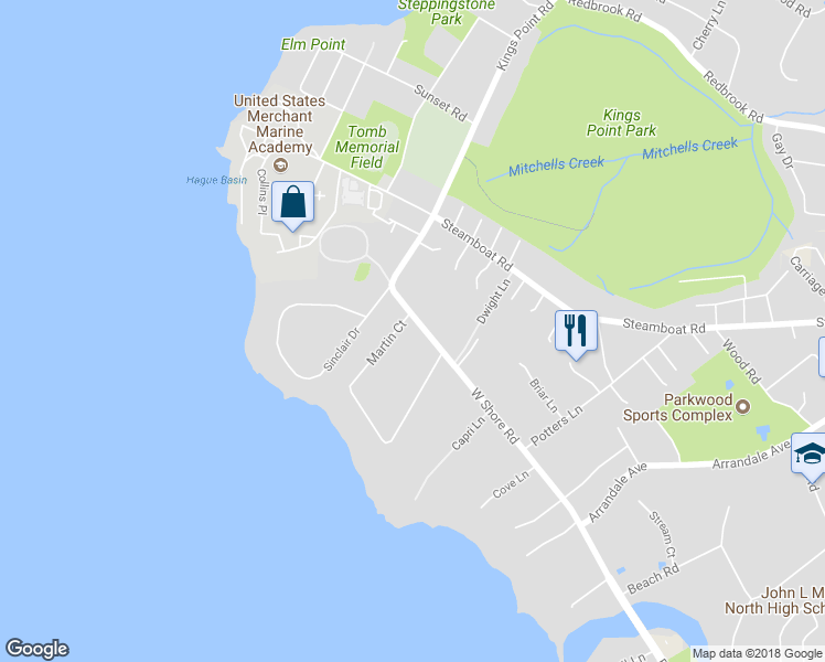 map of restaurants, bars, coffee shops, grocery stores, and more near 27 Martin Court in Great Neck