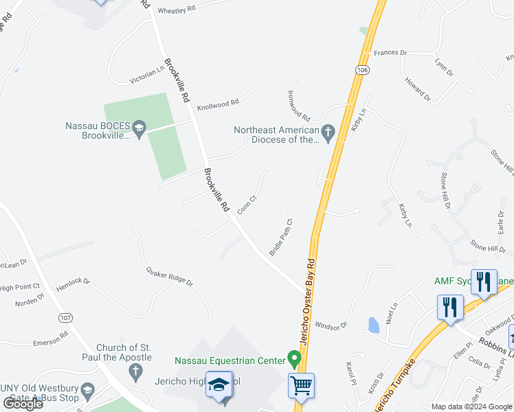 map of restaurants, bars, coffee shops, grocery stores, and more near 226 Brookville Road in Glen Head