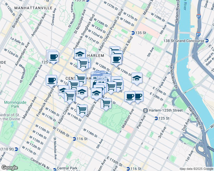 map of restaurants, bars, coffee shops, grocery stores, and more near in New York
