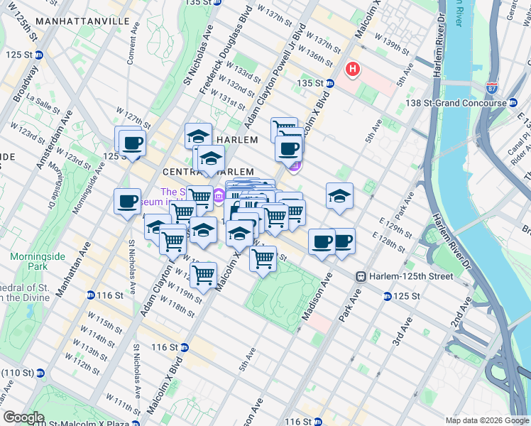 map of restaurants, bars, coffee shops, grocery stores, and more near in New York