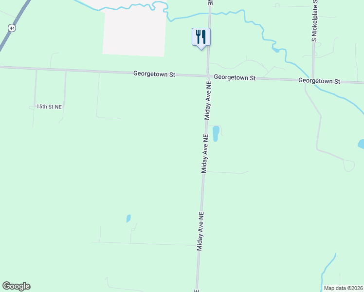 map of restaurants, bars, coffee shops, grocery stores, and more near 2403 Miday Avenue Northeast in East Canton
