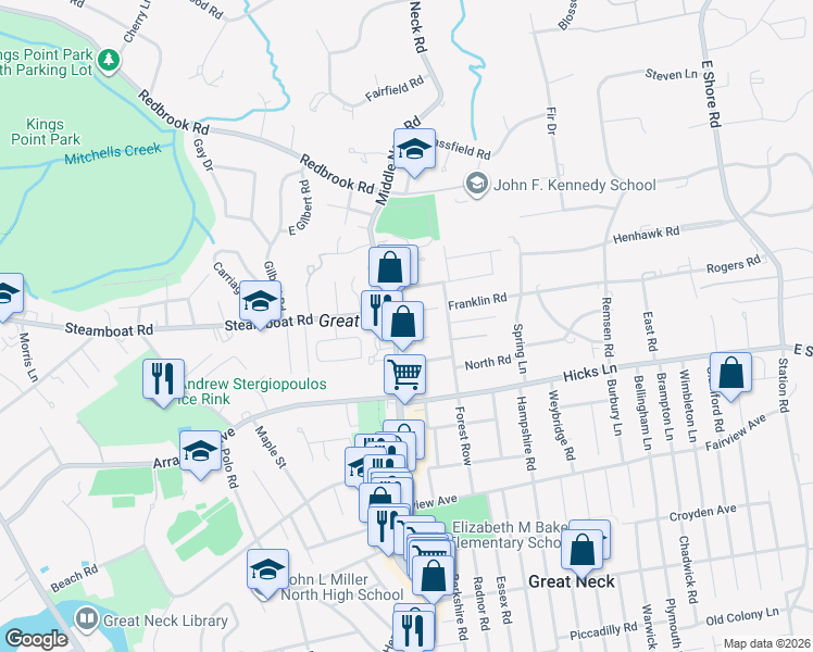 map of restaurants, bars, coffee shops, grocery stores, and more near 809 Middle Neck Road in Great Neck