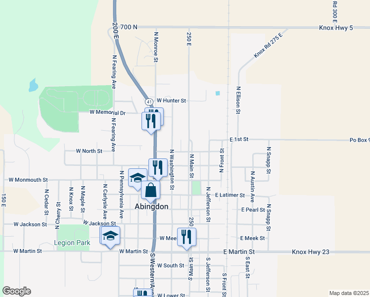 map of restaurants, bars, coffee shops, grocery stores, and more near 708 North Main Street in Abingdon
