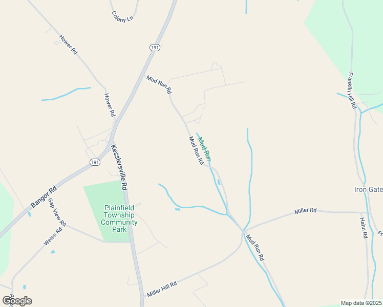 map of restaurants, bars, coffee shops, grocery stores, and more near 6274 Mud Run Road in Nazareth