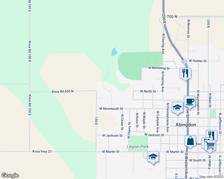 map of restaurants, bars, coffee shops, grocery stores, and more near 613 North Hillside Court in Abingdon