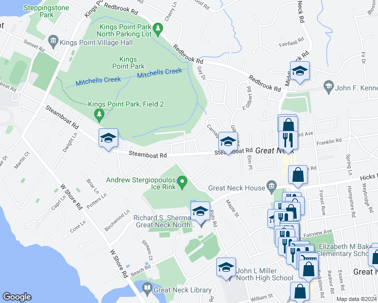map of restaurants, bars, coffee shops, grocery stores, and more near 10 Cornelia Place in Great Neck