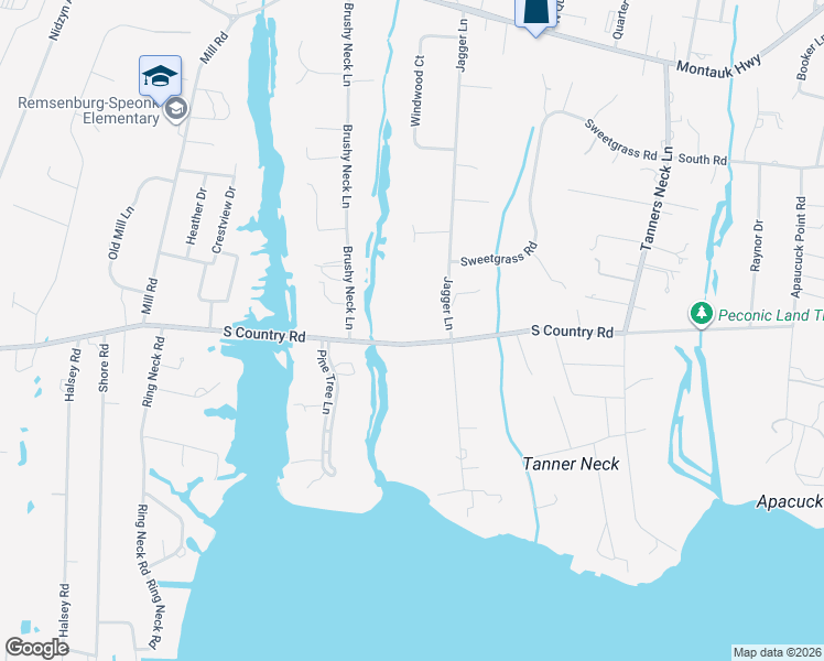 map of restaurants, bars, coffee shops, grocery stores, and more near 54 South Country Road in Westhampton