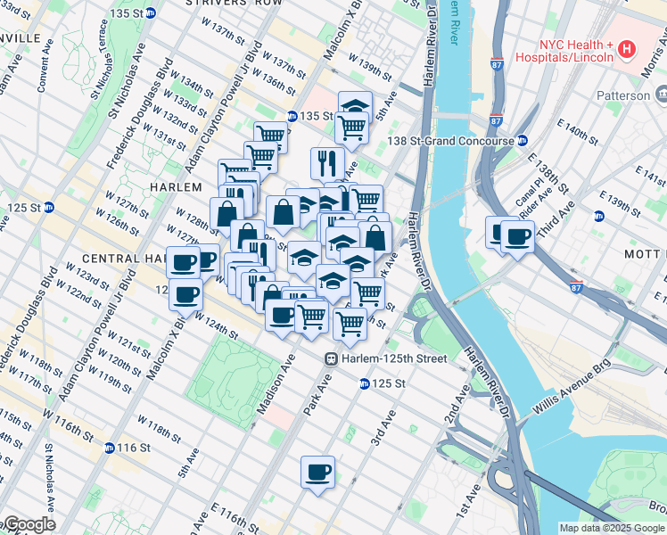 map of restaurants, bars, coffee shops, grocery stores, and more near in New York