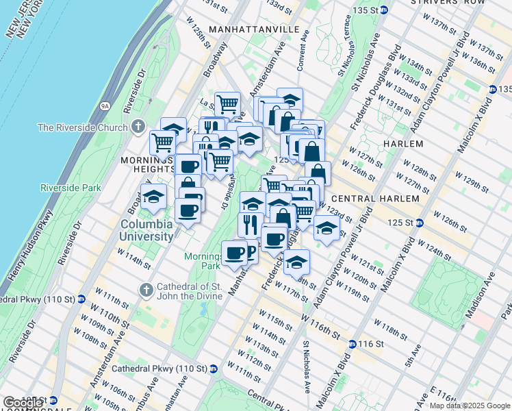 map of restaurants, bars, coffee shops, grocery stores, and more near in New York