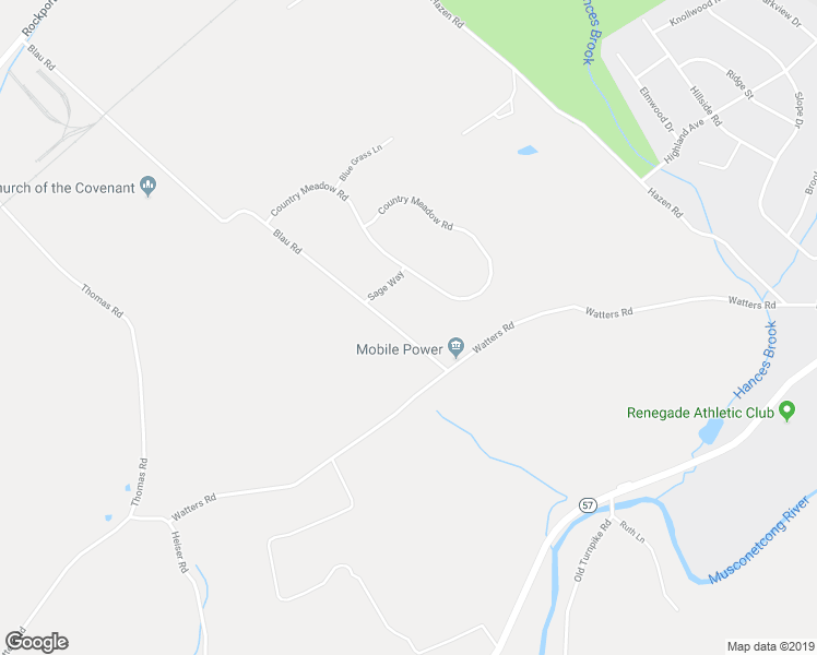 map of restaurants, bars, coffee shops, grocery stores, and more near 50 Blau Road in Hackettstown