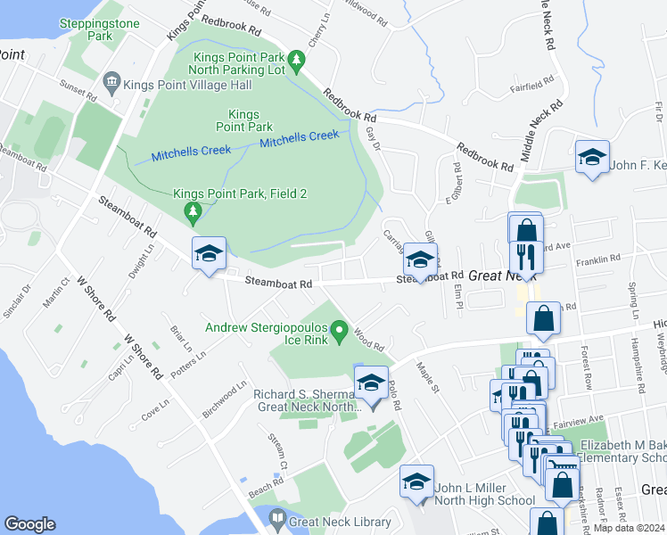 map of restaurants, bars, coffee shops, grocery stores, and more near 60 Van Nostrand Avenue in Great Neck