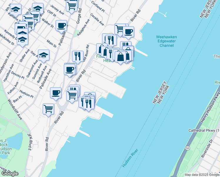 map of restaurants, bars, coffee shops, grocery stores, and more near 610 Stockton Court in Edgewater