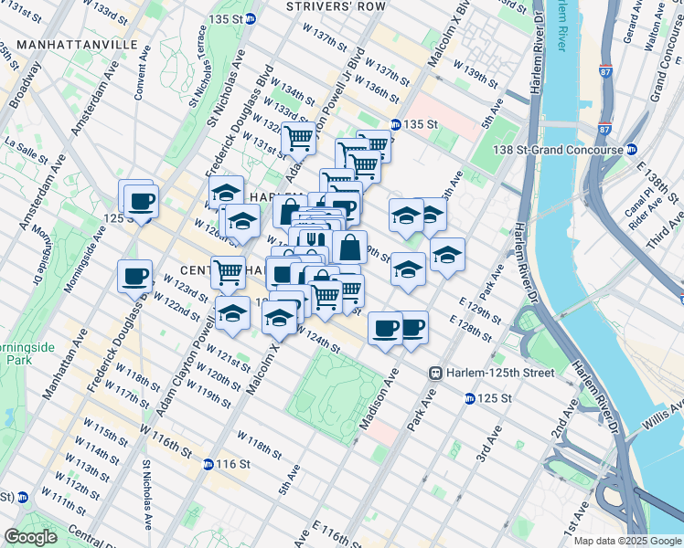 map of restaurants, bars, coffee shops, grocery stores, and more near in New York