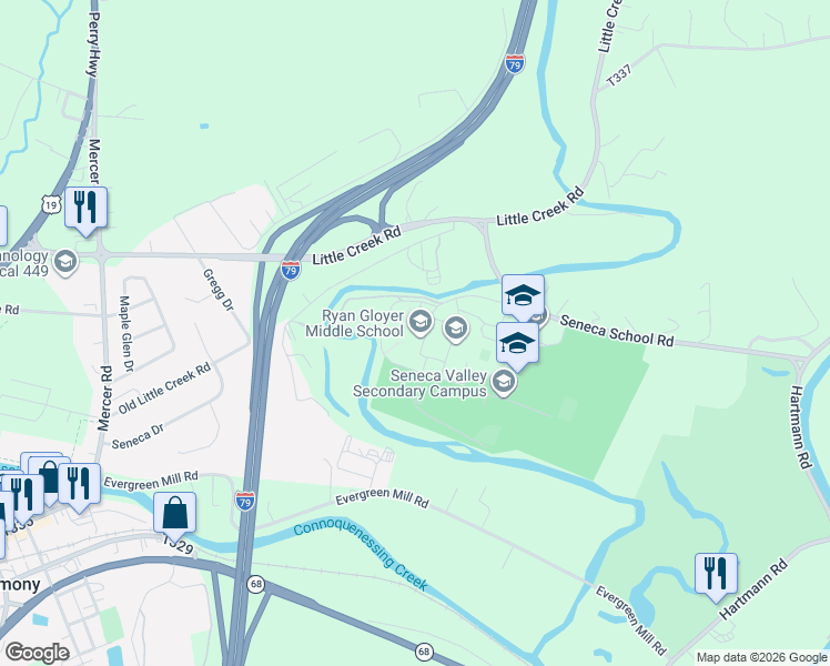 map of restaurants, bars, coffee shops, grocery stores, and more near Sahli Road in Harmony