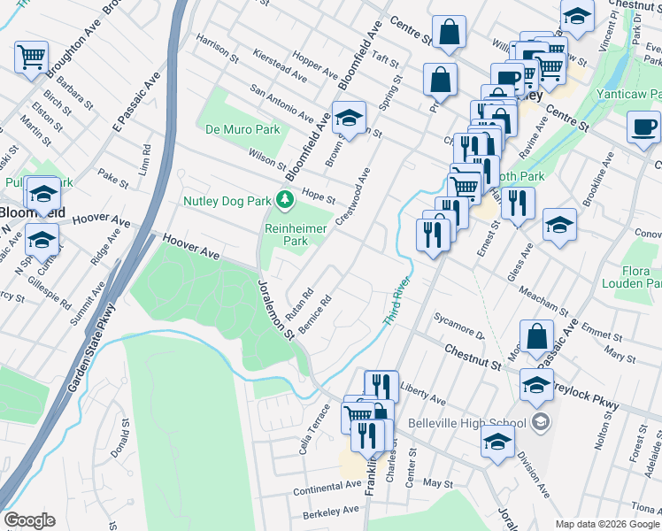 map of restaurants, bars, coffee shops, grocery stores, and more near 81 Rutan Road in Belleville
