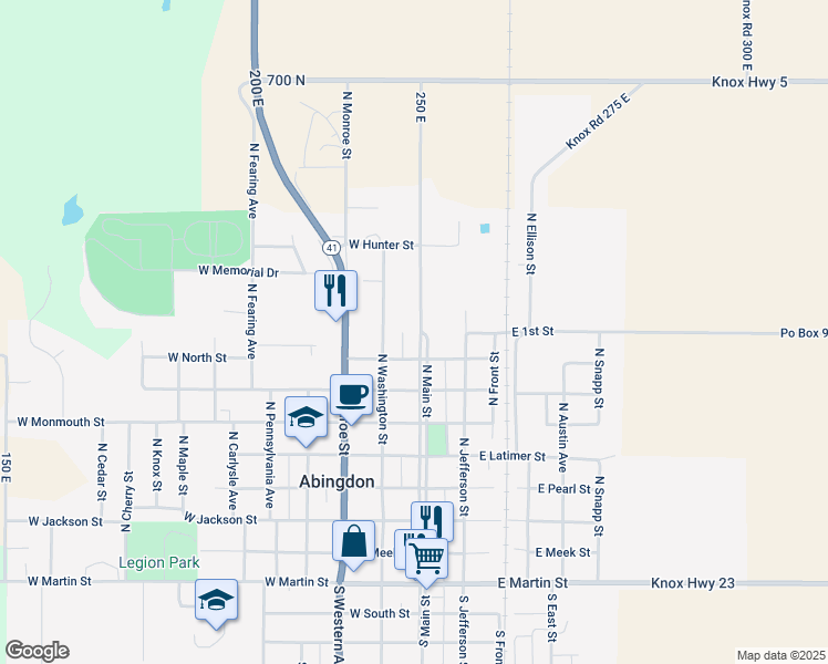 map of restaurants, bars, coffee shops, grocery stores, and more near 708 North Main Street in Abingdon