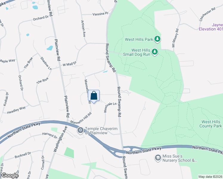 map of restaurants, bars, coffee shops, grocery stores, and more near 135 Round Swamp Road in Huntington