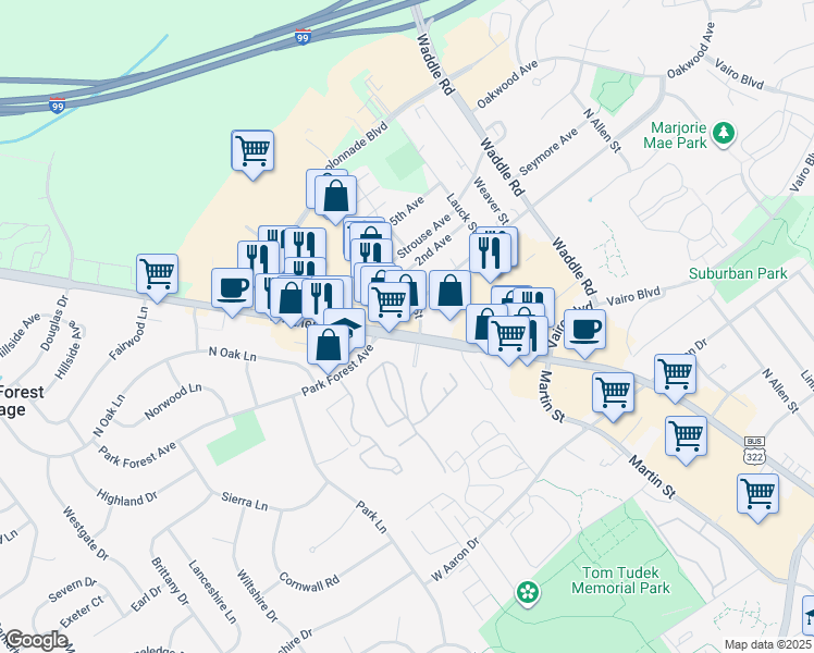 map of restaurants, bars, coffee shops, grocery stores, and more near 1781 North Atherton Street in State College