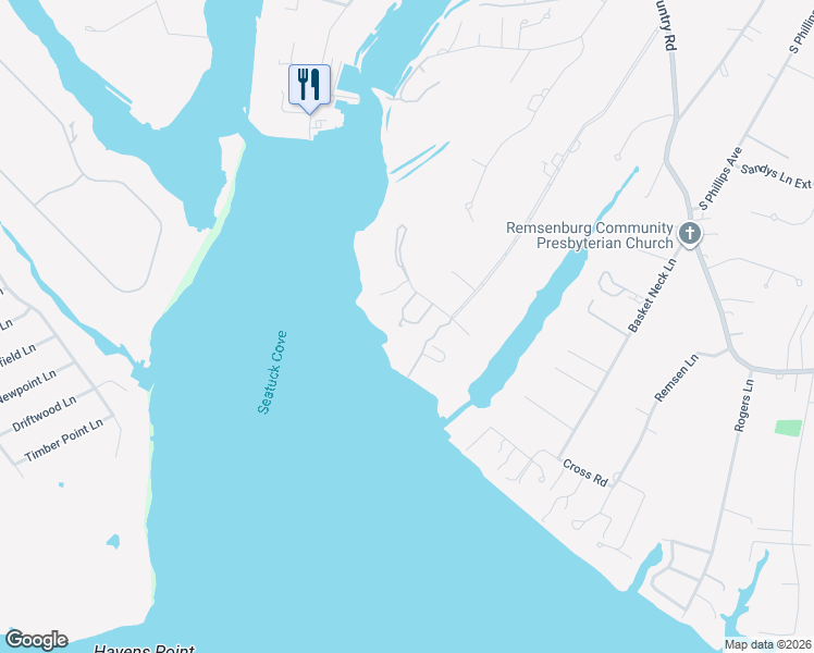 map of restaurants, bars, coffee shops, grocery stores, and more near 72 Cedar Lane in Remsenburg-Speonk