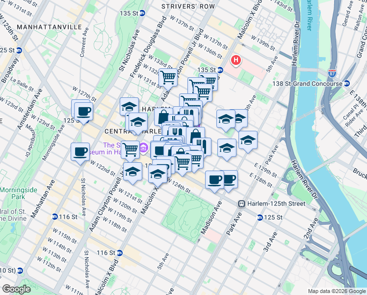 map of restaurants, bars, coffee shops, grocery stores, and more near in New York