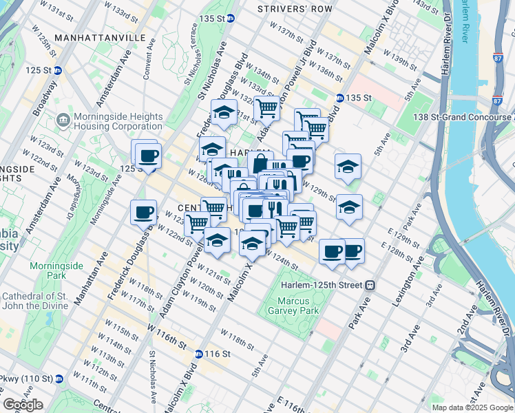 map of restaurants, bars, coffee shops, grocery stores, and more near in New York